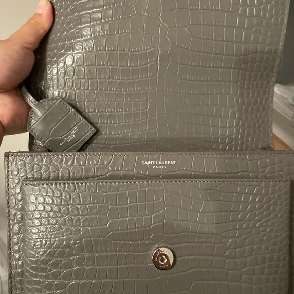 SAINT LAURENT Sunset croc-embossed shoulder bag - Picture 5 of 7